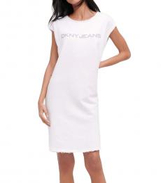 White Cap Sleeve Logo T-Shirt Dress