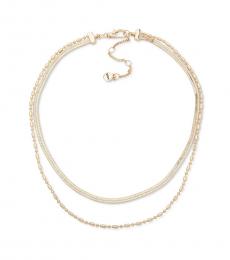 DKNY Golden Double Chain Layered Necklace
