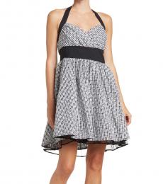Betsey Johnson Black Gingham Eyelet Halter Dress