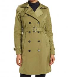 Olive Solid Trench Coat