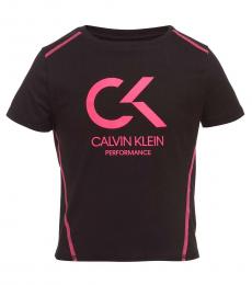 Calvin Klein Girls Black Fitted Workout Top