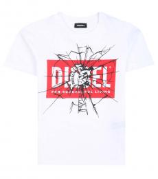 Diesel Little Boys White Printed T-Shirt