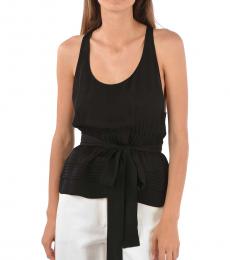 Dsquared2 Black Bow Detail Silk Peplum Top