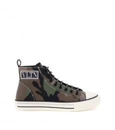 Valentino Garavani Camo Lace Up High Top Sneakers