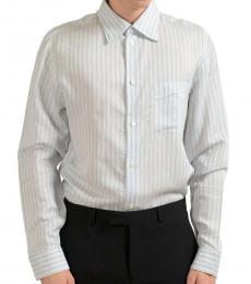 Armani Collezioni White Striped Silk Casual Shirt