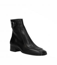 Saint Laurent Black Distressed Leather Boots