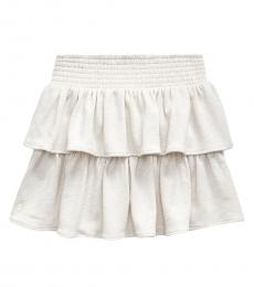 Ralph Lauren Girls Cream Heather Ruffled Atlantic Terry Skirt