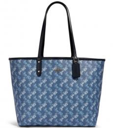 Coach Indigo Blue Reversible Horse Carriage Large Tote