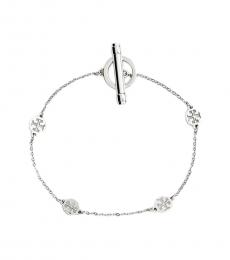 Tory Burch Silver Logo Station Toggle Bracelet