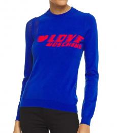 Love Moschino Royal Blue Crew Neck Logo Sweater