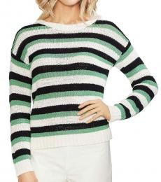 Vince Camuto Pearl Ivory Striped Ribbed Sweater