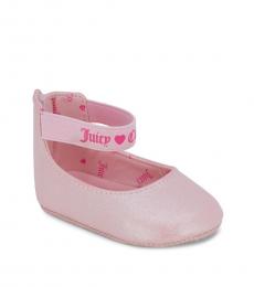 Juicy Couture Baby Girls Pink Ankle-Strap Ballet Shoes