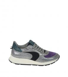 Silver Multi Laminate Leather Sneakers