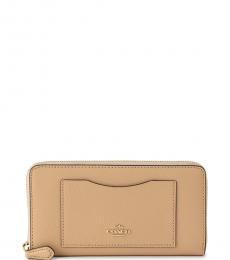 Coach Beechwood Beige Accordion Zip Around Wallet