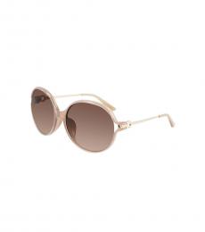 Salvatore Ferragamo Rose Gold Oval Sunglasses