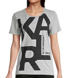 Karl Lagerfeld Light Grey Logo Graphic T-Shirt