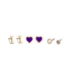Coach Golden I Initial Earrings Set