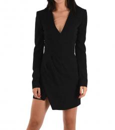Dsquared2 Black Plunging Neckline Mini Wrap Dress