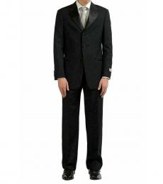 Black Wool Mohair Three Button Suit