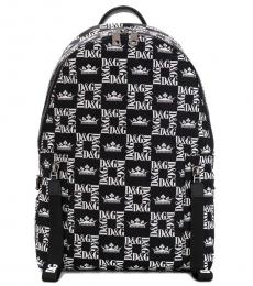 Dolce & Gabbana Black Printed Large Backpack