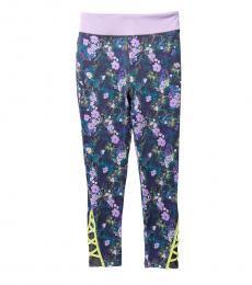 Calvin Klein Girls Blue Floral Crisscross Leggings
