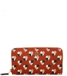 Coach Red Checker Heart Print Wallet