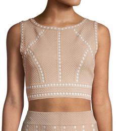 BCBGMaxazria Bare Pink Fenella Textured Crop Top