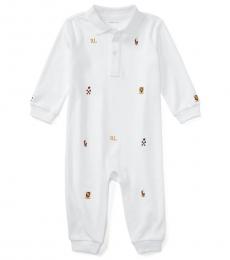 Ralph Lauren Baby Boys White Embroidered Coverall
