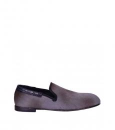 Grey Black Leather Loafers
