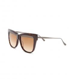 Bottega Veneta Havana Ruthenium Cat Eye Sunglasses