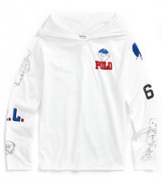 Ralph Lauren Boys White Polo Bear Hooded T-Shirt