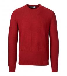 Love Moschino Red Peace Embossed Logo Sweater
