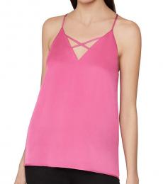 BCBGMaxazria Ibis Rose Cross Front Satin Camisole