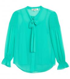 Diane Von Furstenberg Crest Tie Neck Long Sleeve Tunic Blouse