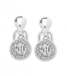 Silver Pave & Logo Padlock Earrings