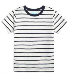 Little Girls Ivory Classic Stripe T-Shirt