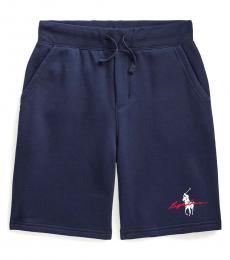 Ralph Lauren Boys Cruise Navy Big Pony Logo Fleece Short