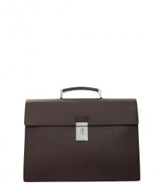 Prada Dark Brown Solid Large Briefcase Bag