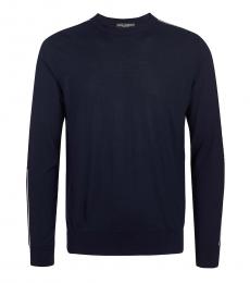 Dolce & Gabbana Dark Blue Solid Pullover Sweater