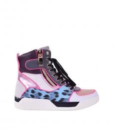 White Patchwork High Top Sneakers
