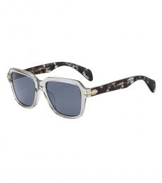 Blue Grey Clear Square Sunglasses
