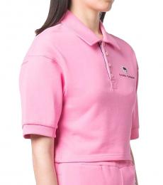 Chiara Ferragni Light Pink Embroidered Logo Polo Shirt