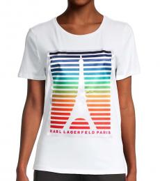 Karl Lagerfeld White Eiffel Tower T-Shirt