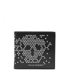 Alexander McQueen Black Silver Studs Skull Motif Wallet