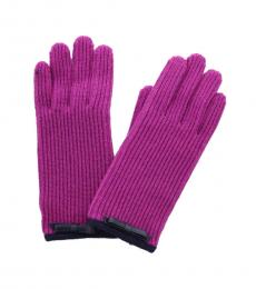 Coach Purple Bow Trim Gloves