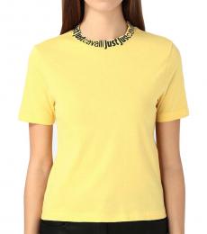 Just Cavalli Yellow Cropped T-Shirt