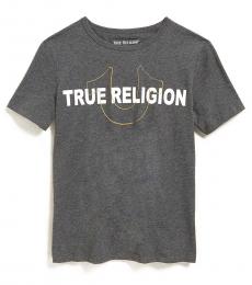 True Religion Boys Grey Foil Stencil Logo T-Shirt