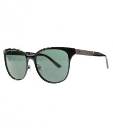 Tory Burch Black Wood-Green Square Sunglasses