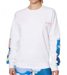 Betsey Johnson White Crewneck Fleece Sweatshirt