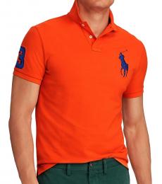 Ralph Lauren Orange Navy Big Pony Custom Fit Polo